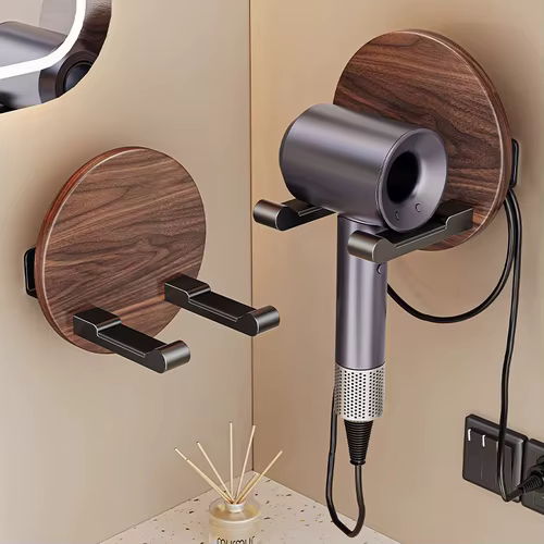 Porte-sèche-cheveux design en noyer pour Dyson