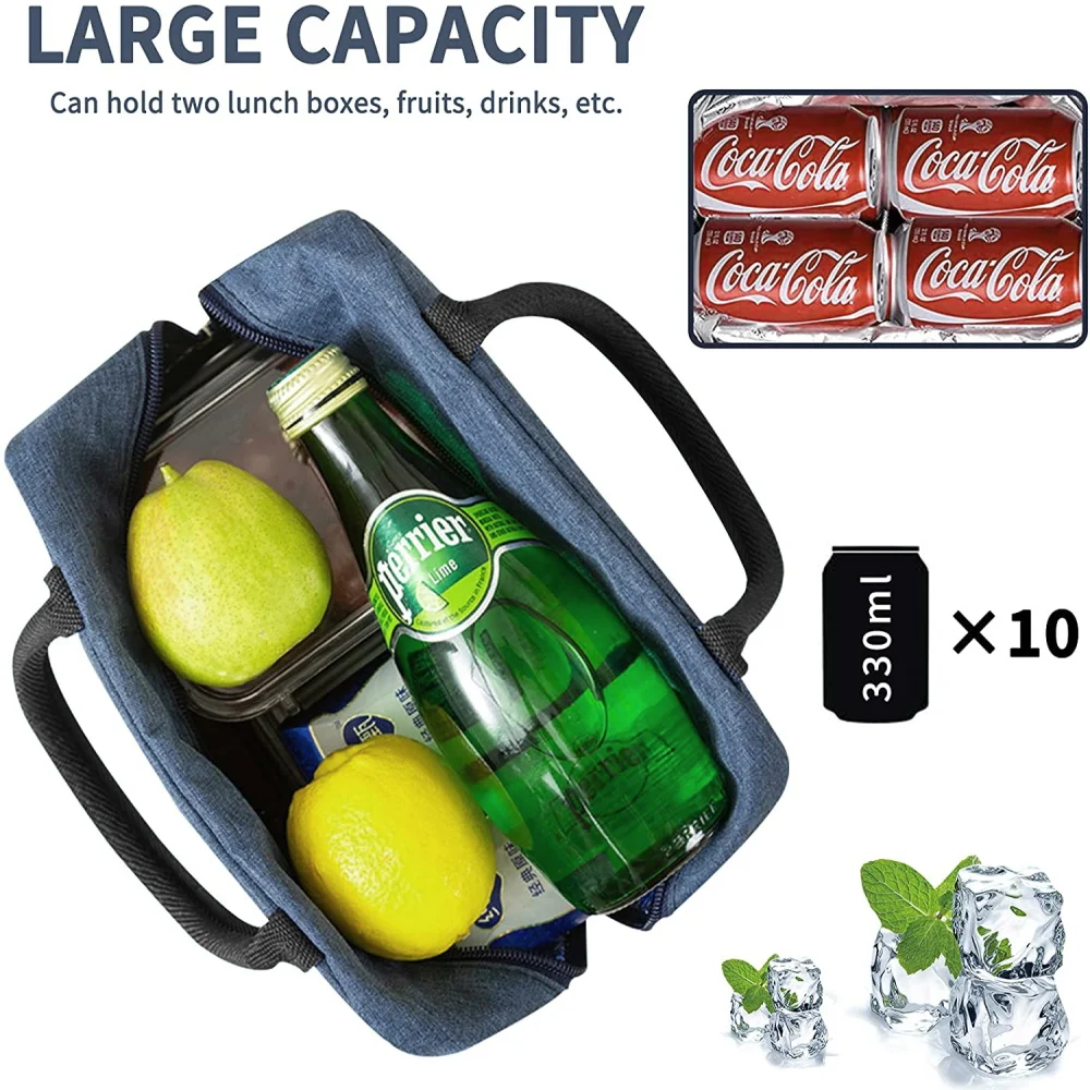 Bolsa térmica con cremallera para el almuerzo, bolso de lona aislante para el trabajo, almacenamiento de comida, Picnic, Unisex