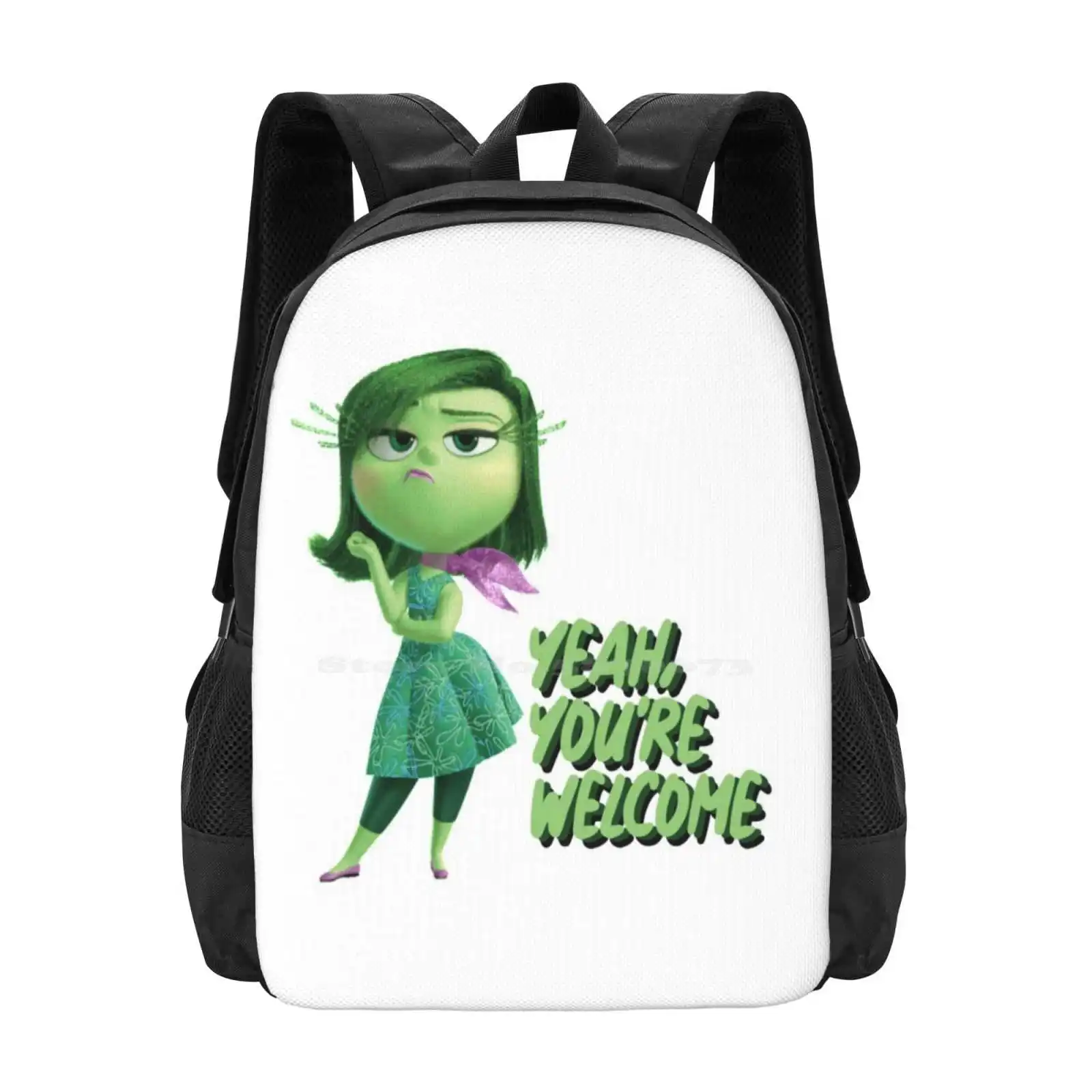 Disgust From Inside Out Backpacks For School Teenagers Girls Travel Bags Inside Out Disgust Emotions Word Funny Cute Cartoon