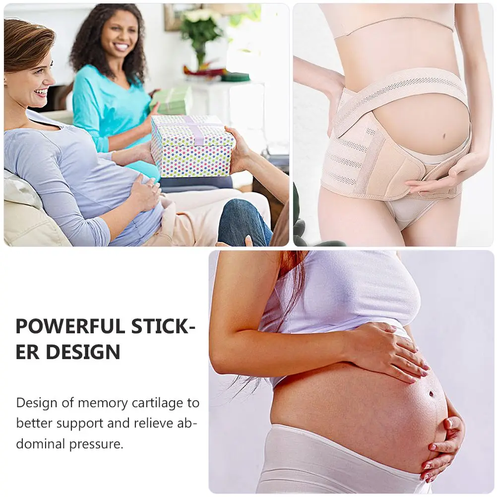 Elastic Fabric Pregnancy Belly Support Belt Maternity Band Beige High Tension Vibration Absorbing Stretch Mesh Design Adjustable
