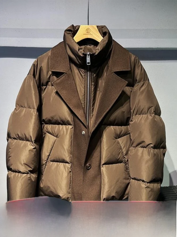 

Утепленная мужская пуховая куртка с двойным воротником, свободного кроя, в японском ретро-стиле, зимняя, теплая, ветрозащитная, из полиэфирного волокна