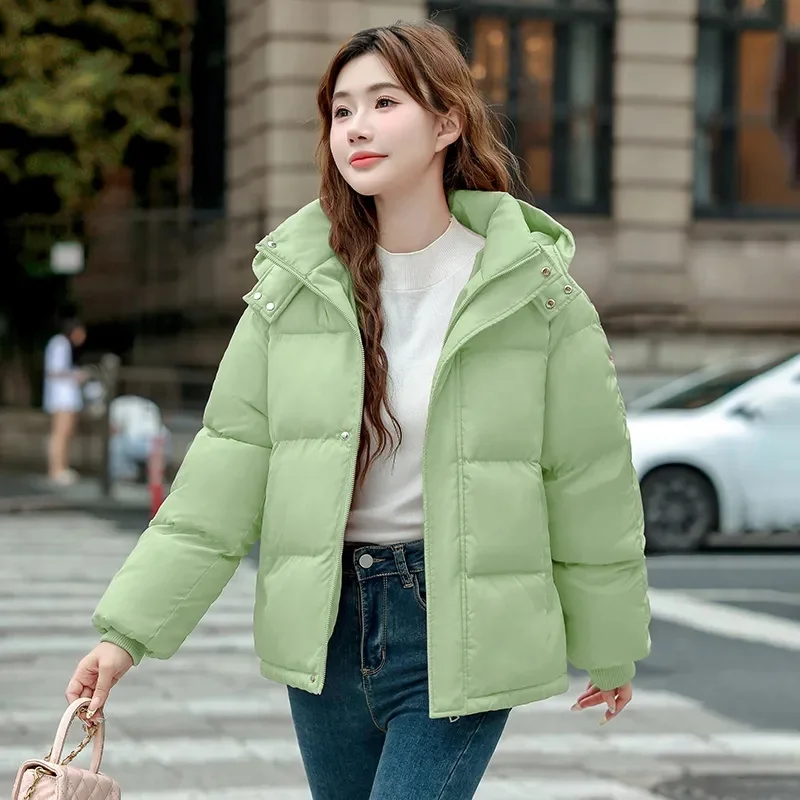 2024 New Women\'s Cotton Coat Cropped Sleeve-length Winter Jacket Trendy Student Puffer Jacket Cotton Padding Outwear