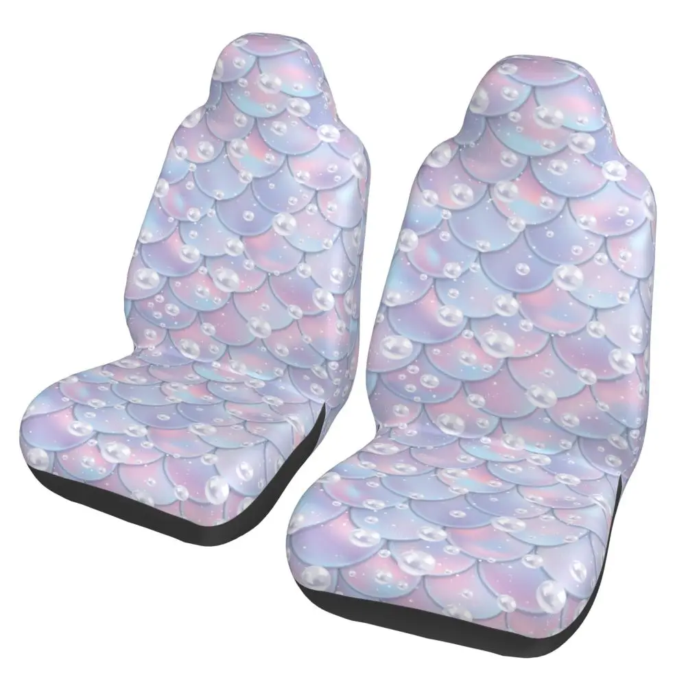 Mermaid Tail Texture Cat Heads 2PCS Car Front Seat Cover, Suitable for Most Car Models Beautiful Anti Fouling and  seat cushion