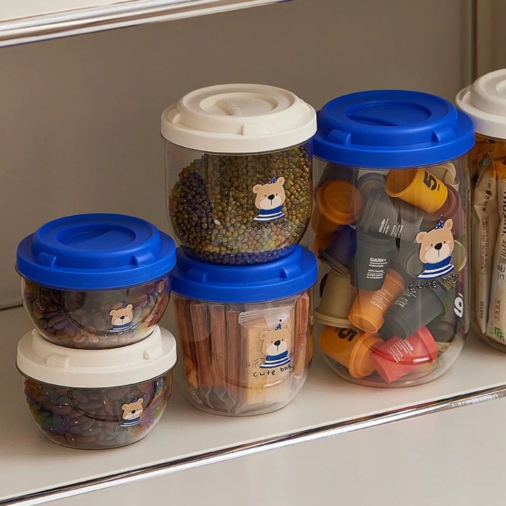 

3Pcs/Set Cartoon Grain Storage Can Moisture-proof Insect-proof Food Storage Jar Sealed Transparent Kitchen Storage Jars Tea
