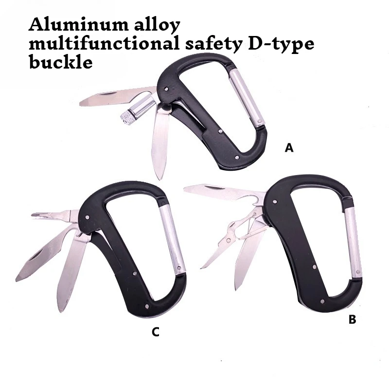

2PCS Outdoor D-type Hiking Buckle Aluminum Alloy Multifunctional Safety Hanging Buckle Folding Portable Emergency EDC Tool