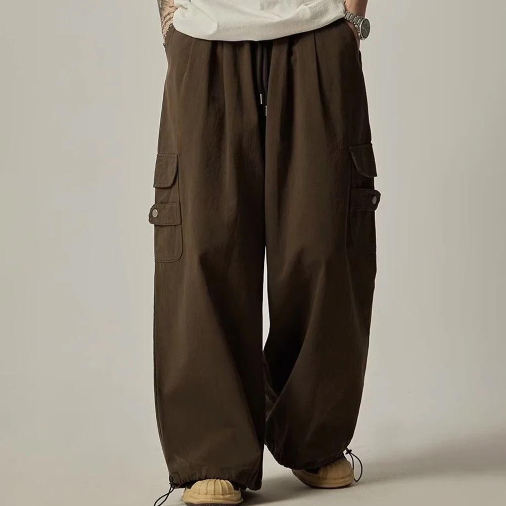Mens Japanese Baggy Cargo Pants Oversize Wide Leg Trousers Hip Hop Streetwear
