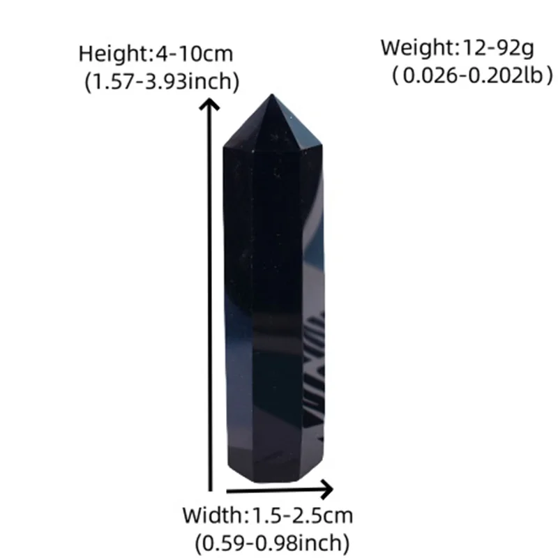1pc 50-80mm Natural Crystal Polished Obsidian Point Hexagonal Obelisk Crystal Wand Meditation Ornament For Home Decoration