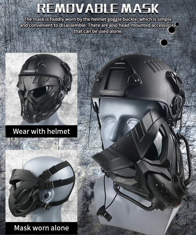 قناع الوجه الكامل لركوب الدراجات الهوائية التكتيكي من zlangsports مع نظارات مضادة للضباب، وأقنعة الصيد الواقية من المناورات CS #5