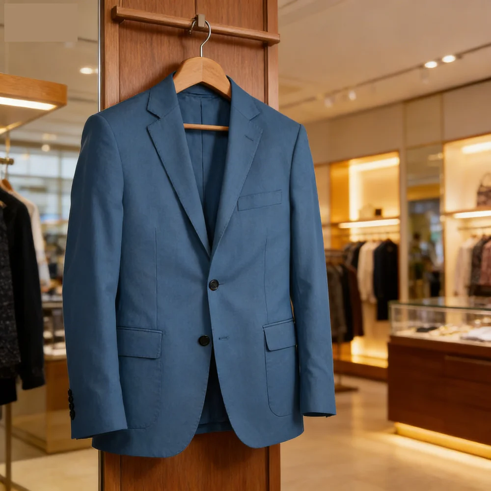 

Мужской пиджак класса люкс, однотонный, с длинным рукавом, с отложным воротником, деловой повседневный, модный, для свадьбы, мужской костюмный пиджак