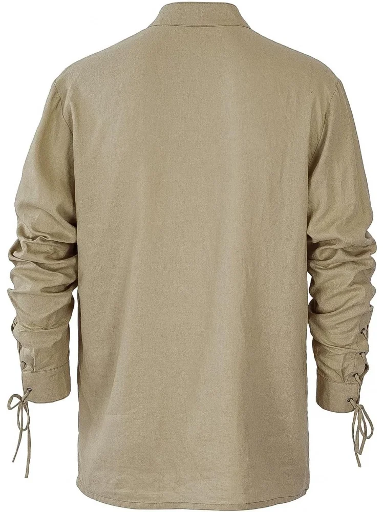 Men's Renaissance Shirt Pirate Medieval Viking top Linen Long Sleeved Halloween Costume