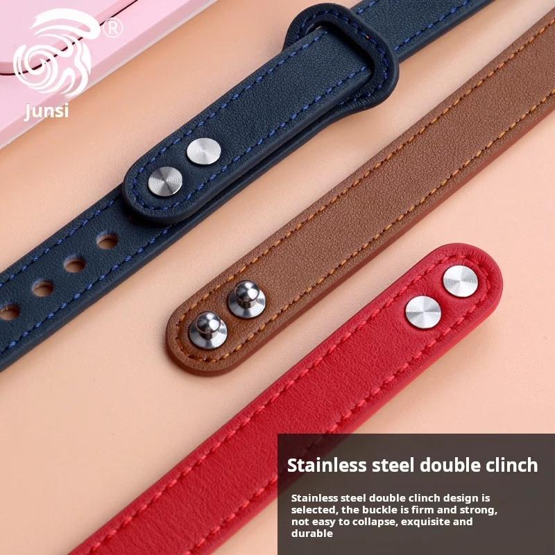 Mode Vrouwen Koeienhuid Horlogeband Voor GARMIN Lily2 14mm Leerling Elegantie Smart Horlogeband Zwart blauw beige rood Transpiratie armband