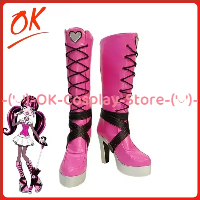[Customized] Draculaura Cosplay Shoes Anime Game Roleplay Costume Props Halloween Carnival Party PU Leather Boots High Heel