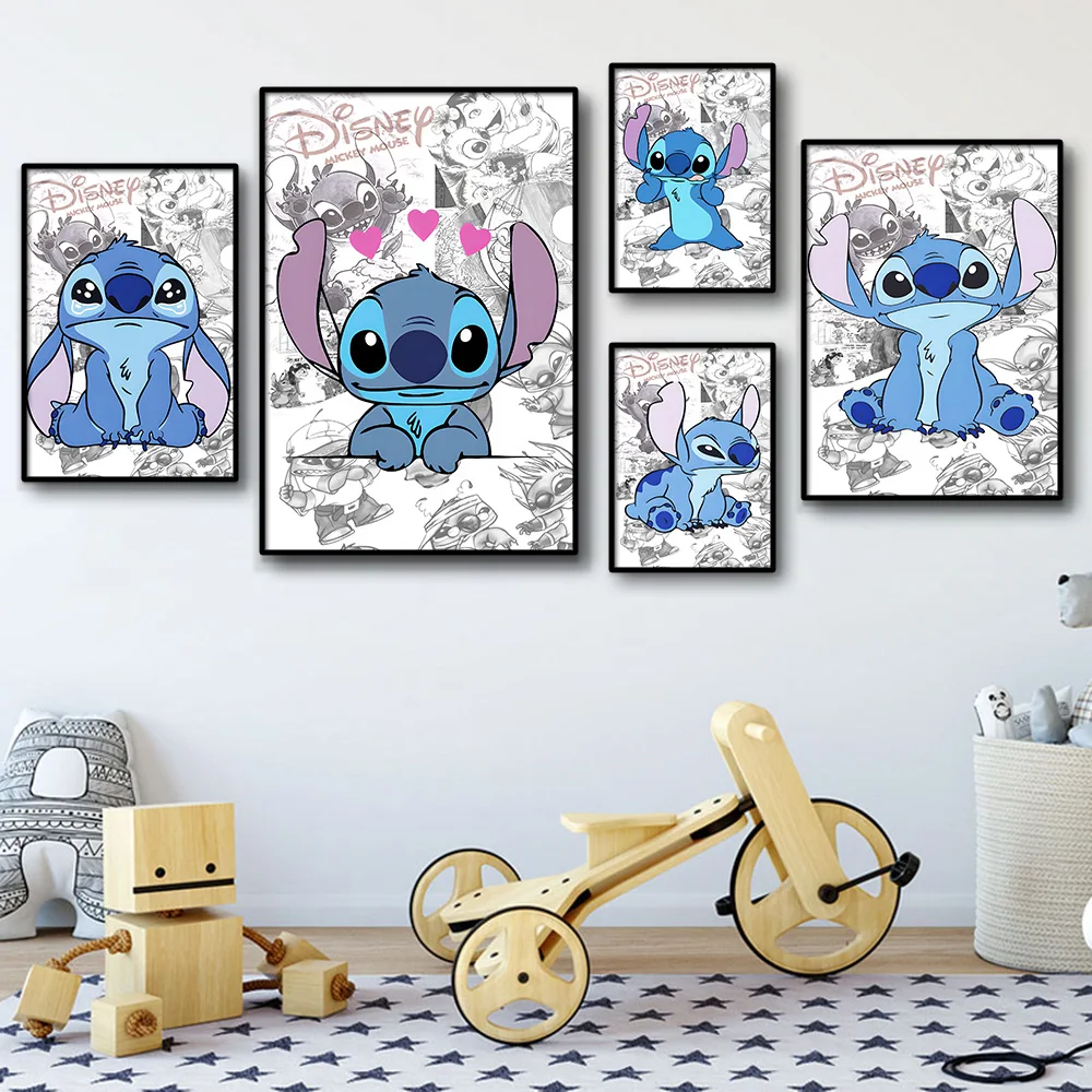 

Miniso Stitch Poster Canvas Painting Cartoon Anime Wall Art Home Decoration Picture HD Home Decor Background Child Birthday Gift