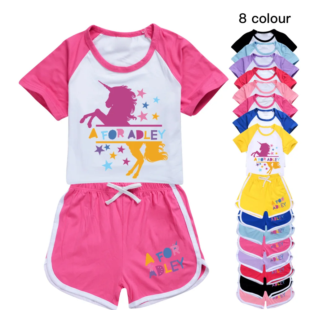 

A FOR ADLEY Costume Kids 2024 Summer Clothes Toddler Girls Cartoon T Shirt+Shorts 2pcs Set Boys Sportsuits Children's Clothing