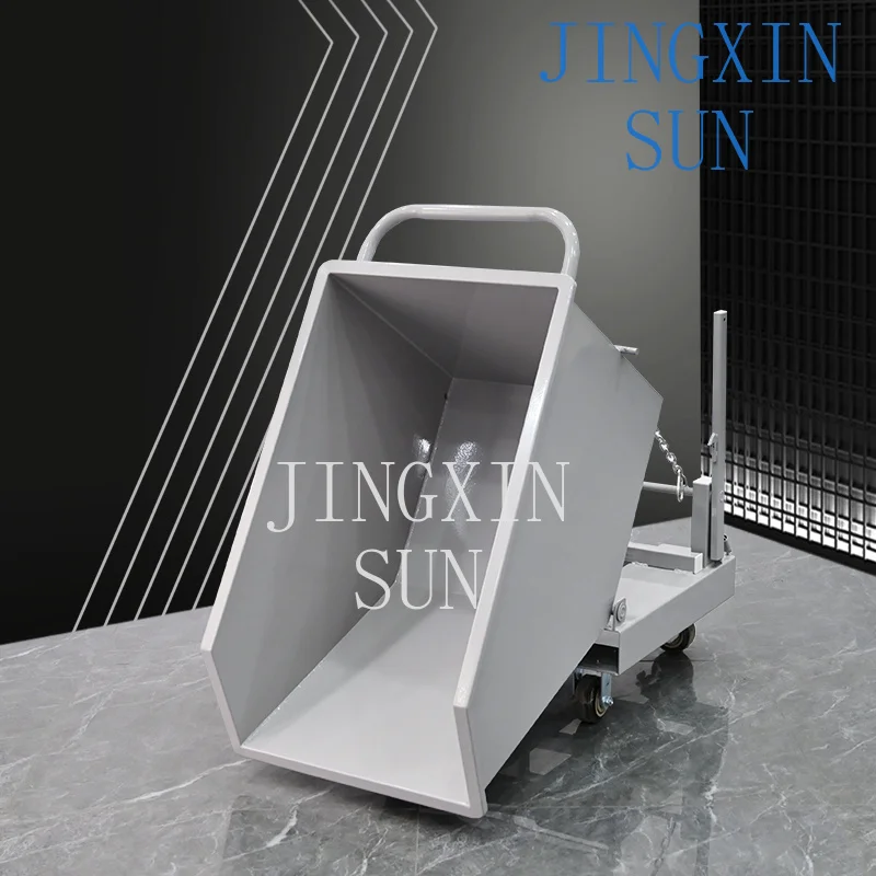 Heavy iron filings truck Industrial garbage can be turned over Workshop waste truck Self-unloading tool truck Iron filings