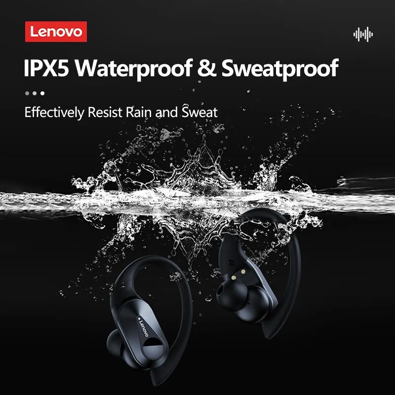 Lenovo-Écouteurs Bluetooth 5.3 TWS LP75, Casque de sport sans fil, Affichage numérique LED, HiFi, Stéréo, Réduction du bruit, Écouteurs de jeu