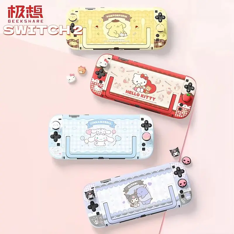 

Защитный чехол для Nintendo Switch 2 с подставкой, Hello Kitty, Kuromi, Cinnamoroll, аниме-аксессуары для игр
