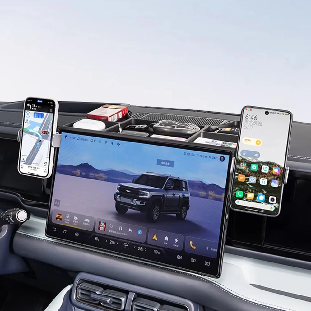 

For BYD Leopard 5 Car Navigation Phone Holder ABS Interior Modification Accessories Central Control Screen Rear Storage Box