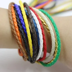 5meters Colorful Braided PU Leather Strap Findings 3mm Round Leathe Solid Color String Cord DIY Necklace Bracelet Making