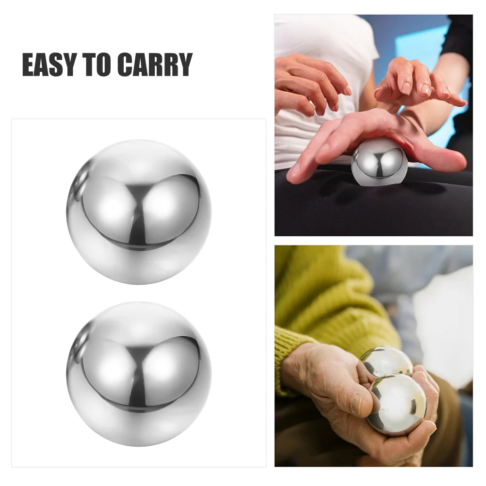 2 Pairs Baoding Ball Stainless Steel Baoding Balls Hand Exercise Massage Fitness Equipment Relief Traditional Metal Balls