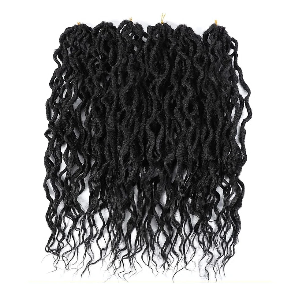 Wavy Faux Locs Crochet Braid Hair with Curly Ends Goddess Gypsy Locs Pre-Looped Synthetic Braiding Hair Extension Dreadlock