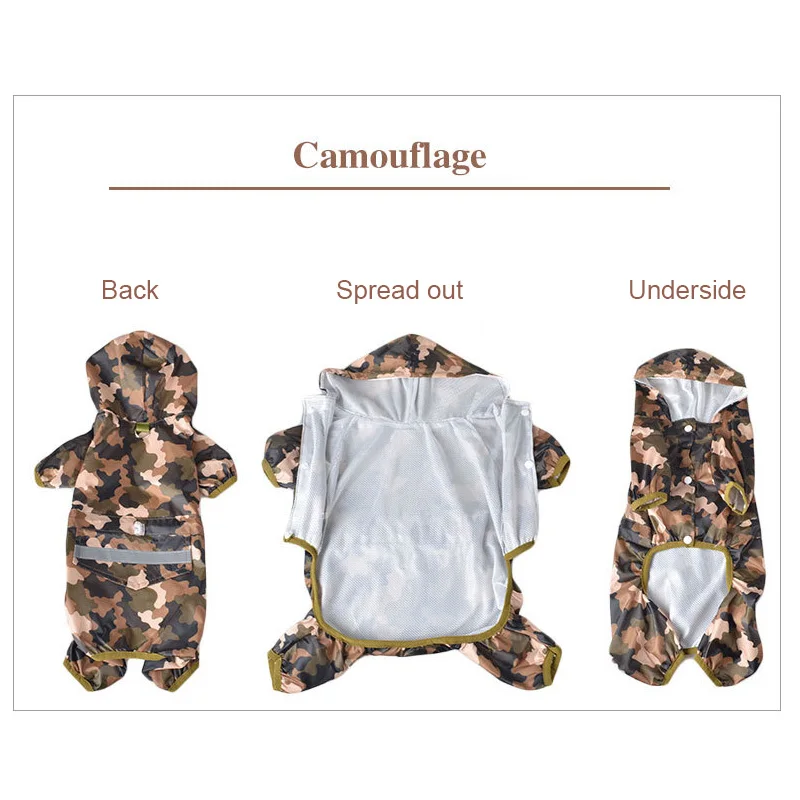 Pet Dog Waterproof Raincoat Jumpsuit Reflective Rain Coat Sunscreen Dog Outdoor Clothes Jacket for Small Dog Pet Supplies