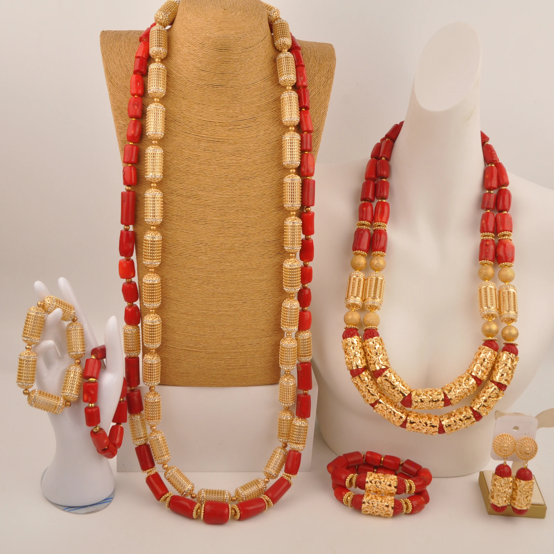 

Stylish African Necklace Collection Nigerian Wedding jewelry Red natural coral