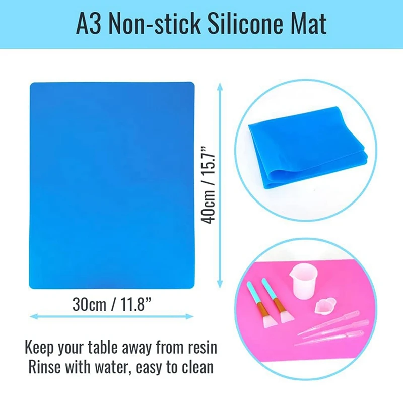 Epoxy Resin Mixing Tools Kit 36Pcs Reusable Soft Silicone Resin Tools Supplies Includes Silicone Mats Measuring Cups