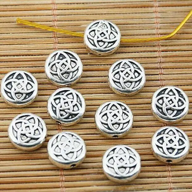 

15pcs 11mm hole 1.4mm tibetan silver tone 2sided pattern spacer bead EF1535