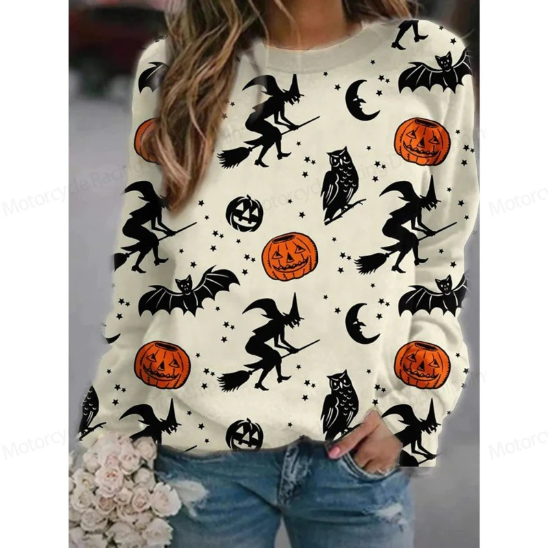 Horror Halloween 3d Print Hoodie Women Fashion O-neck Graphic Hoodies Women Sweats Animal Coat Girl Clothes Spooky Sweatshirt