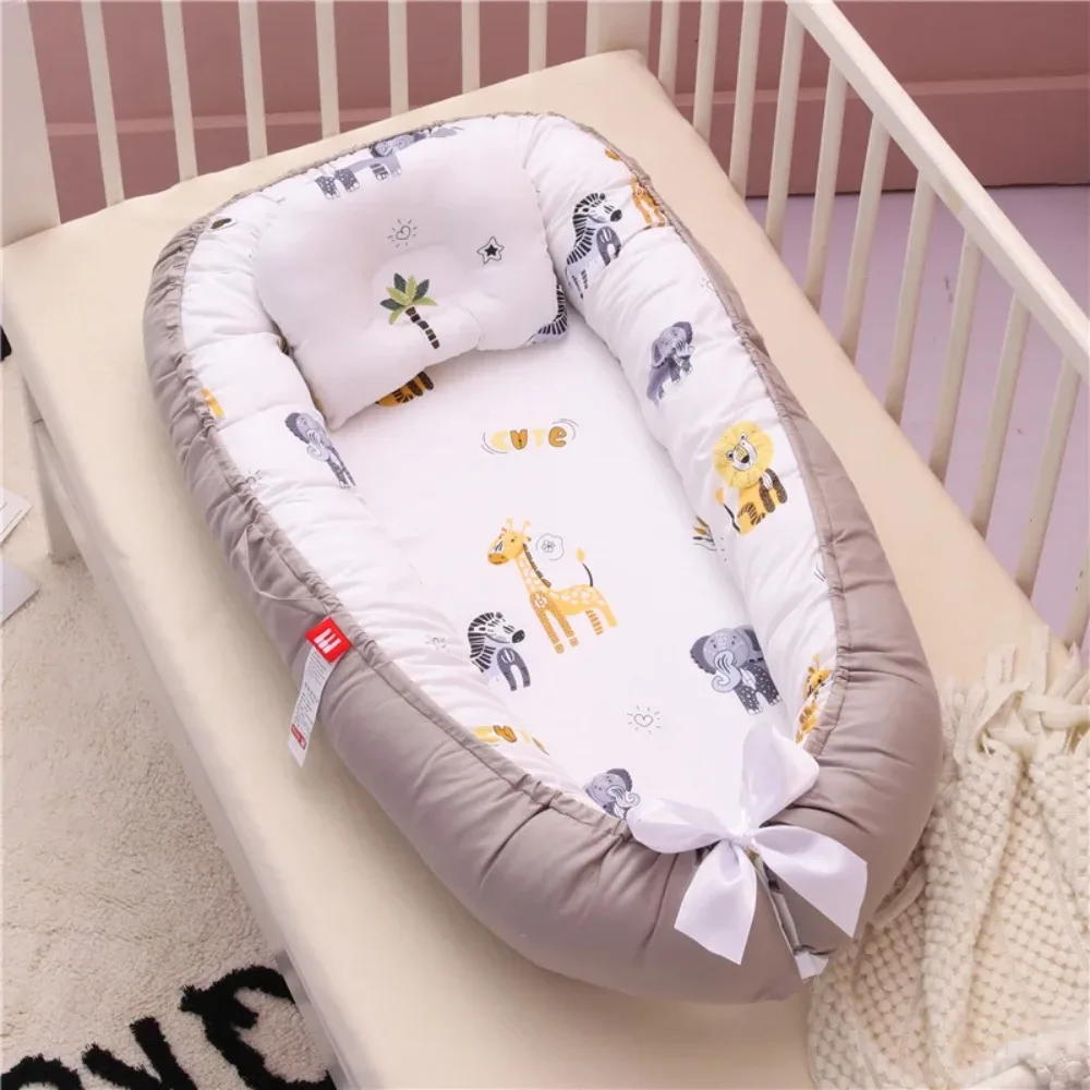 Baby Nest Baby Recliner Organic Cotton Baby Recliner Double-sided Breathable Adjustable Portable Co-sleeping Bed Nest for Baby