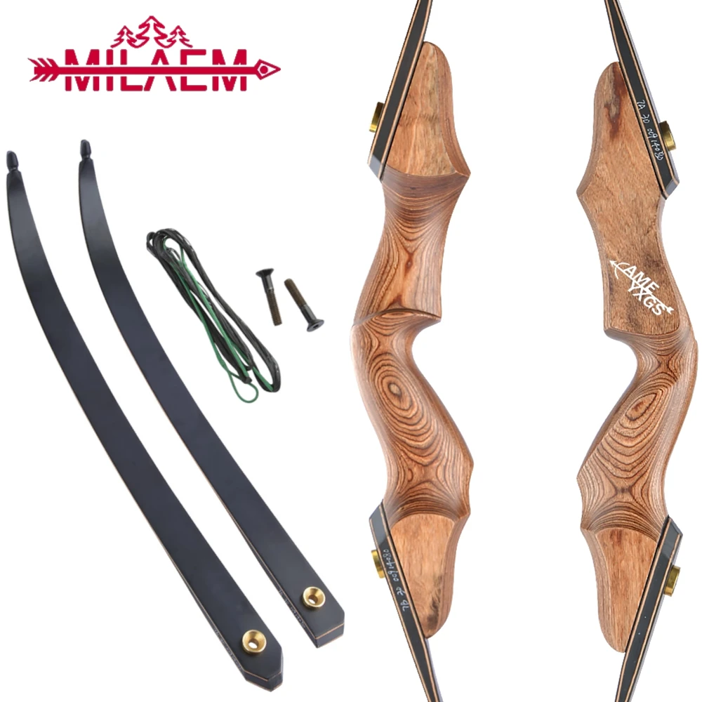 60inch Archery Recurve Bow 20-60lbs Brown Wooden Takedown Bow for Right Hand Outdoor Bow and Arrow Shooting Hunting Accessories