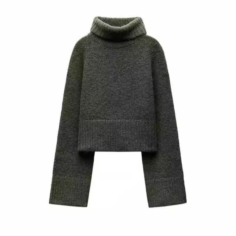 

Comfortable Soft Knitted Sweater Long Sve Stand Collar Versatile Basic Autumn New Arrival Women's Polyester Fiber KISS