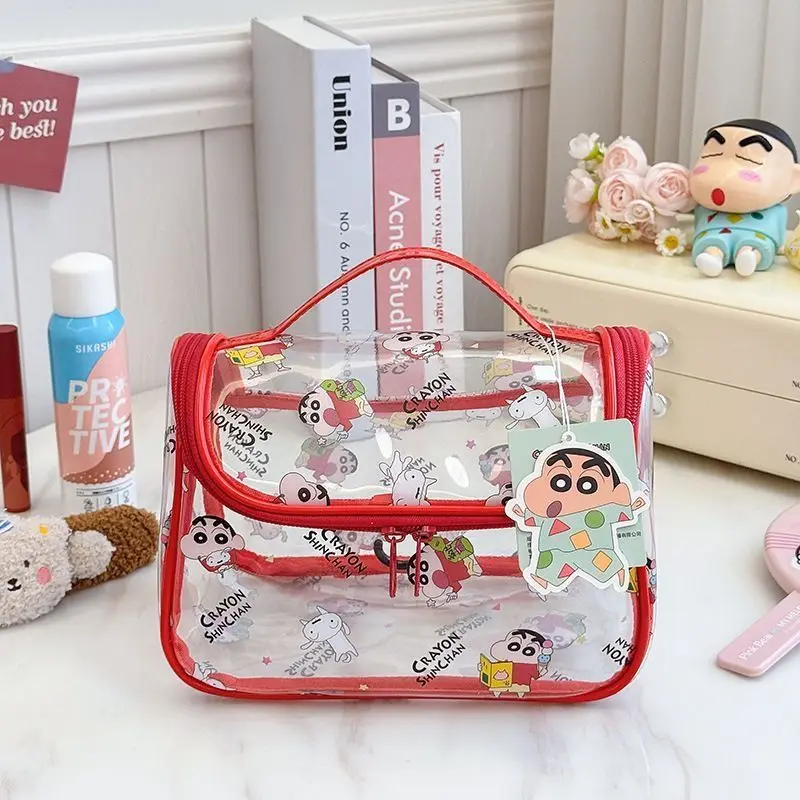Crayon shin-chan Nohara Hiroshi dessin animé mignon sac cosmétique Transparent pratique grande capacité Portable sac de rangement de toilette