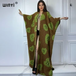 WINYI Winter Women Love print Africa cardigan Thick comfortable Warm Female over coat poncho long down jacket loose outerwears