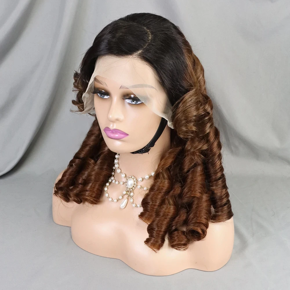 Perruque Lace Front Wig naturelle bouclée, cheveux humains, 13x4, 24 pouces, pre-plucked, 13x4, 300% de densité, 4-350 document