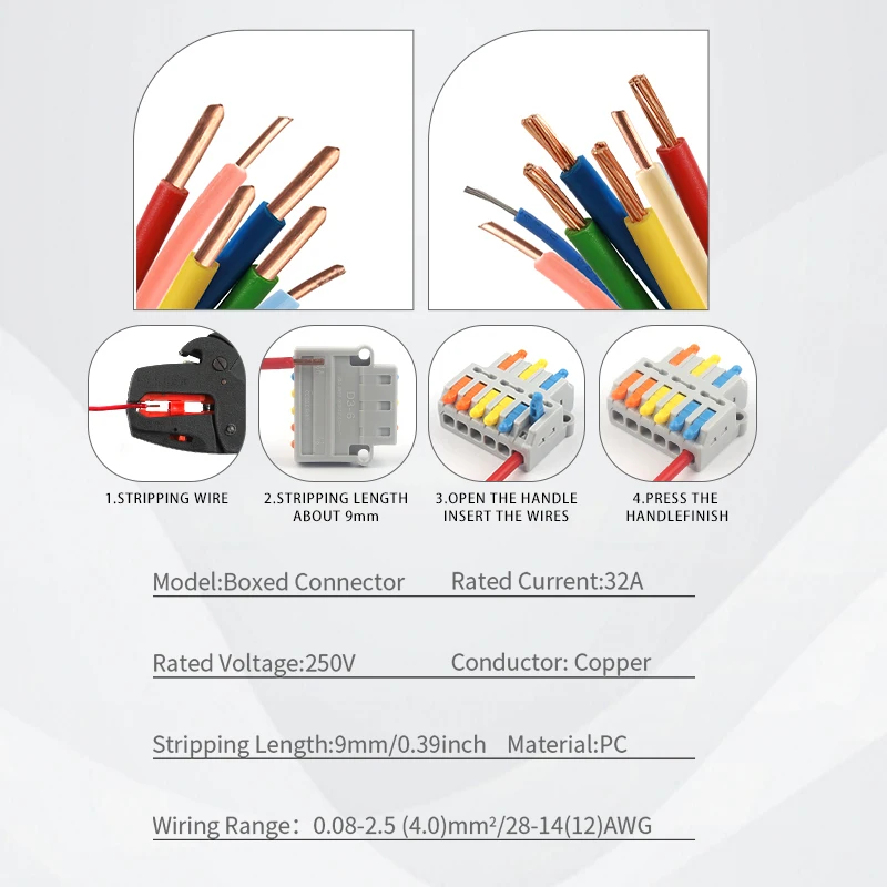 Boxed Small Quick Cable HomeTerminal Block 3 In 6/9 Out Mini Wiring Connector Universal Compact Wire Connector Splitter 28-12AWG