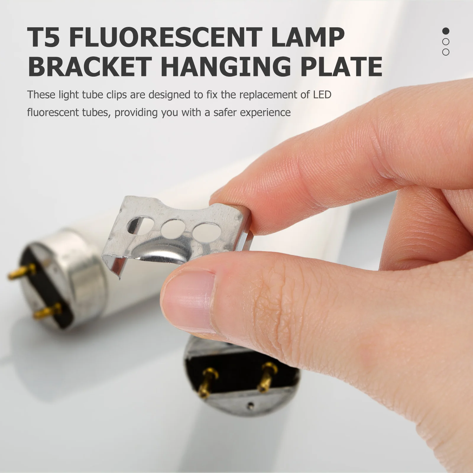 

100Pcs Fluorescent Light Tube Clips Iron Durable Holder Clamp Practical Light Tube Support Mount Bracket Fastening Accessory