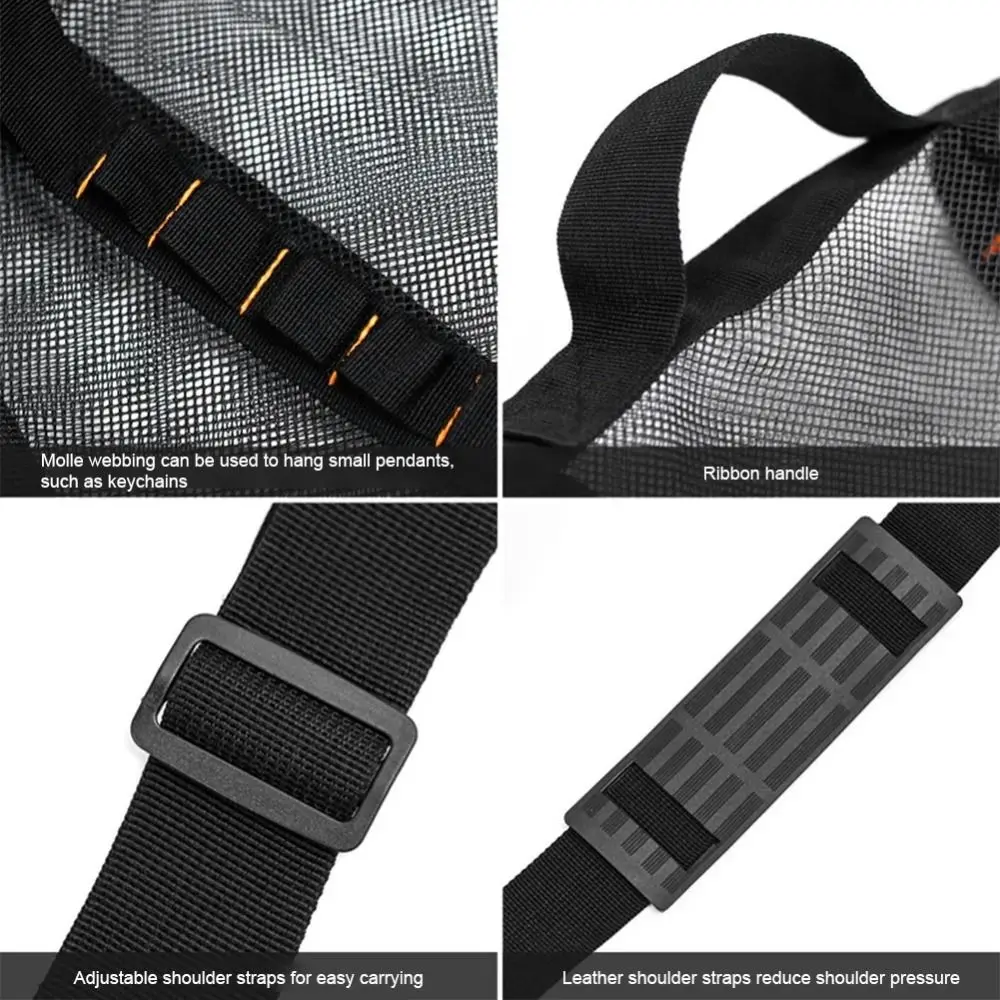 Foldable Mesh Dive Bag Breathable Adjust Shoulder Strap Oversized Beach Gym Bag Lightweight Handbag Mesh Travel Duffle