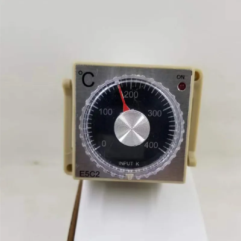 E5C2-R AC 220V Analog Dial K Input Relay Output Pointer Temperature Controller w Din Base E5C2 Temperature Control Instrument