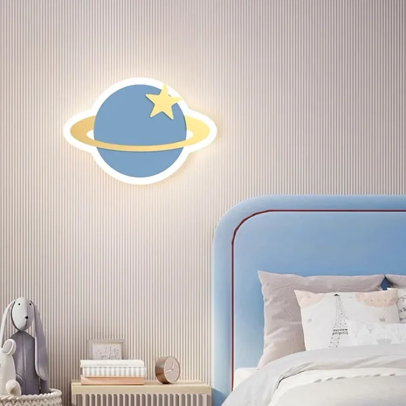 Children's Room Wall Lamp Girl Boy Cute Rocket Crown Cloud Wall Lamp Star Wall Lamp Modern Simple Creative Bedroom Bedside Lamp