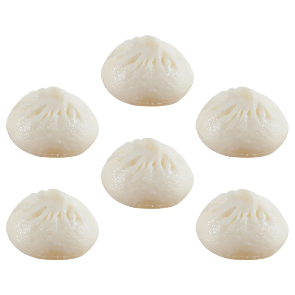 

6 Pcs Simulated Buns Realistic Play Food Dessert Steamed Shape Toy Fake Model Stuffed Decor Pvc Simulation Prop Artificial