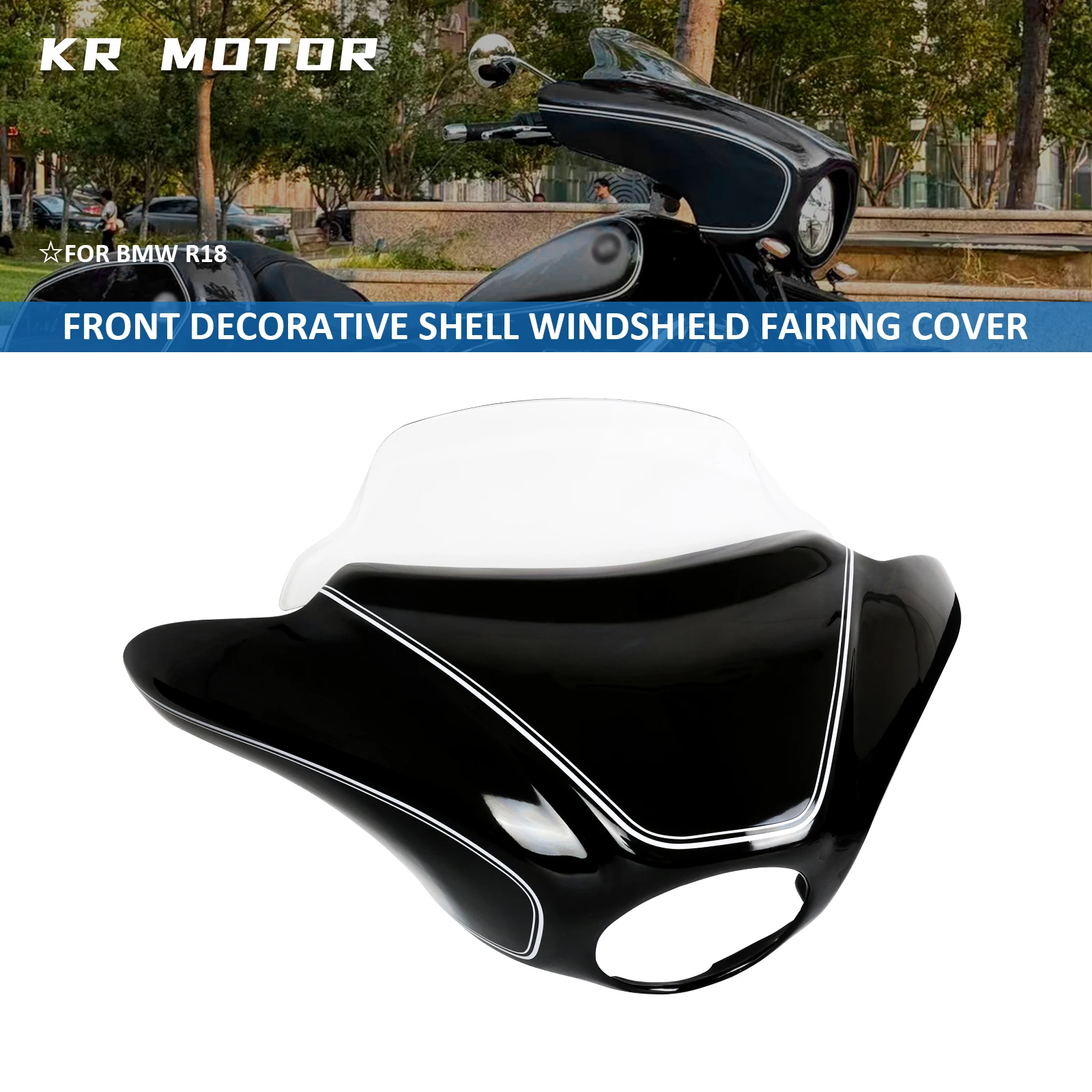 

Передняя декоративная оболочка мотоцикла, лобовое стекло, фара, ветрозащитный дефлектор, обтекатель, козырек, черный, подходит для BMW R18 2020-2025