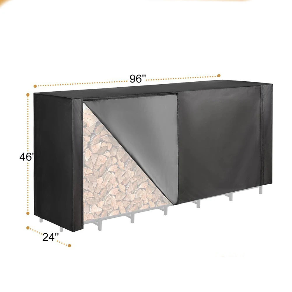 Camping Firewood Cover Firewood Log Rack Cover 244*61*107cm 600D Oxford Fabric Downward Air Vents Fastener Closure