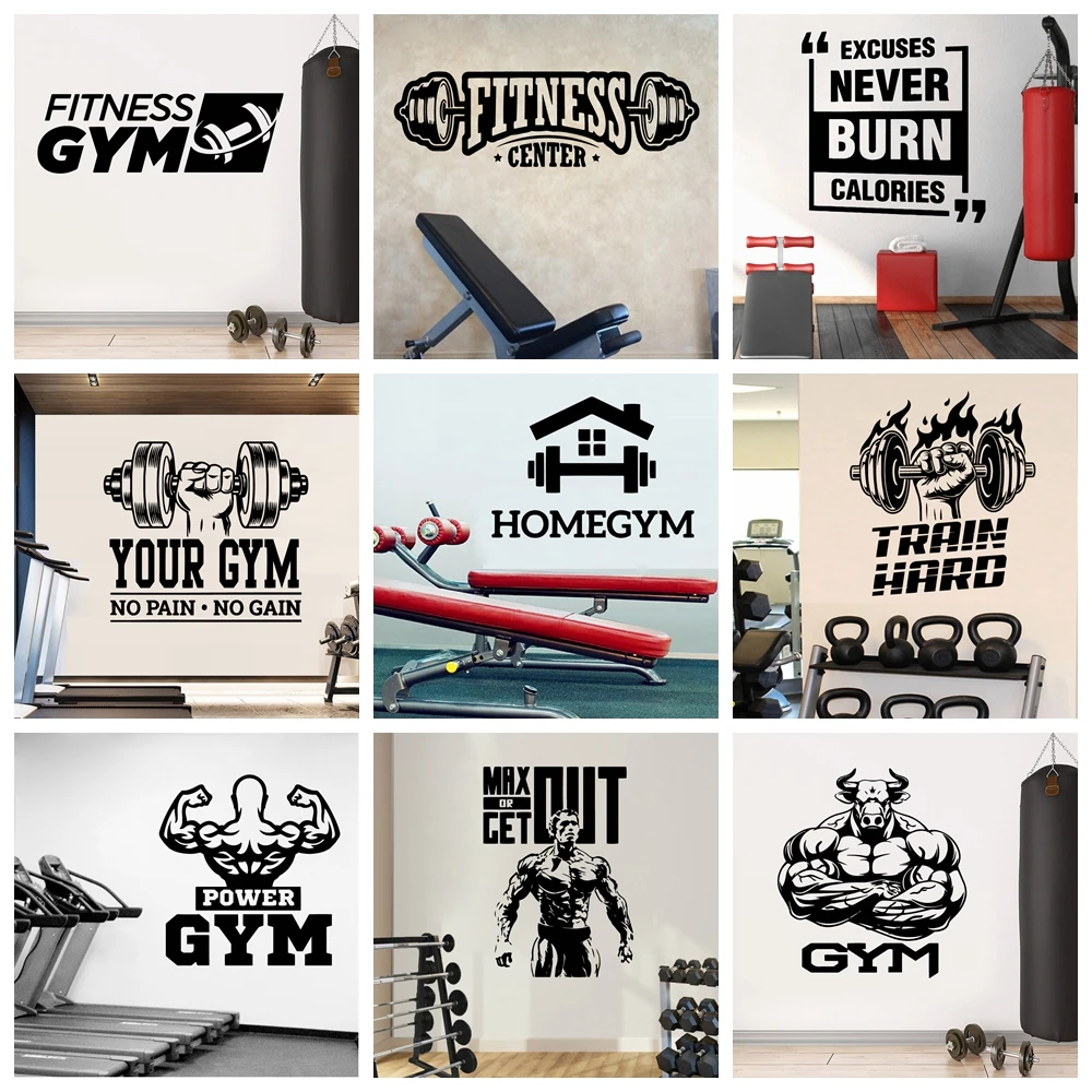 Large 73cmX104cm Fitness Quote Vinyl Wall Stickers For Gym Rooms Decor Fitness Room Sticker Motivate Frse Vinyl Wall Decals