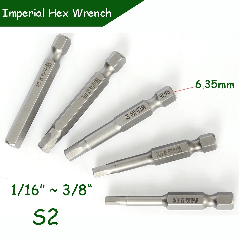 

Imperial Hexagonal Wrench 50mm 100mm Long Pneumatic Screwdriver Batch Head 1/16” 1/8“ 5/32” 3/16“ 5/32“ 7/32” 1/4“ 5/16“ 9/64”