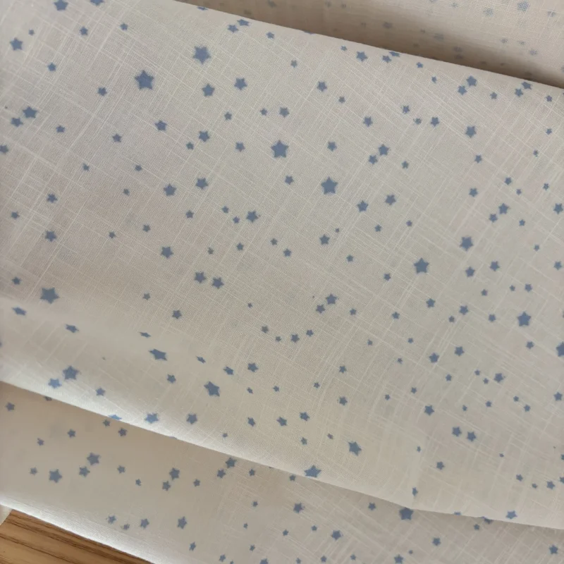 Cotton white star pattern soft and breathable curtain tablecloth handmade DIY sewing fabric