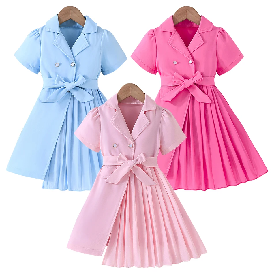 Stylish Summer Collection Girls Casual Choice Chiffon Belted Suit Dress with Puff Sleeves Elegance and Comfortable Perfect Blend