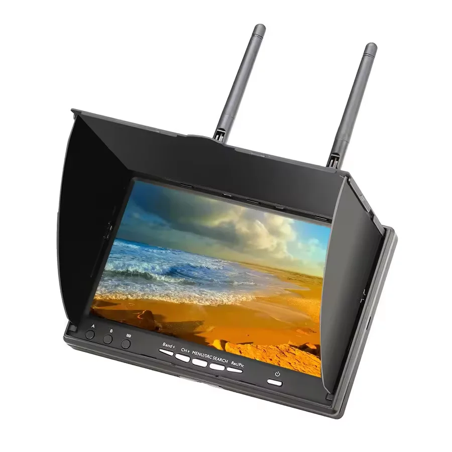 5.8G 40CH LCD5802D 7 Inch FPV Monitor 800*480 Resolution with DVR Built-in Battery for Video Multicopter Plastic Material