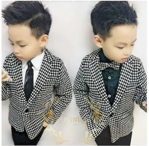 

Formal Boys Suit For Wedding Children Houndstooth Party Blazers Pants Kids Costume Gentlemen Prom Tuxedos 2 Pieces Outfit